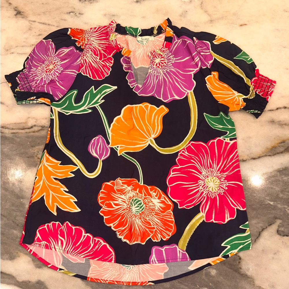 Les Amis Size Large Floral Print Women's Boutique Top - Picture 2 of 9